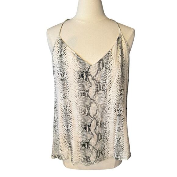 Lavender Brown Tops - Lavender Brown Snake Printed Cami Size XL V Neck Shell Neutral Brown Cream